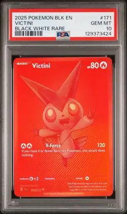2025 POKEMON BLK EN-BLACK BOLT BLACK WHITE RARE #171 VICTINI PSA 10 - Image 1