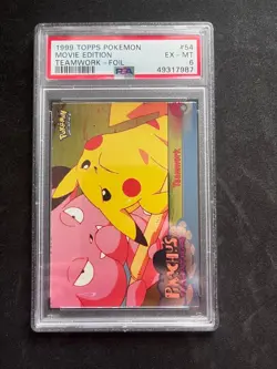 TEAMWORK #54 1999 Topps Pokemon First Movie Ed. Blue Logo Foil PSA 6 - Image 1