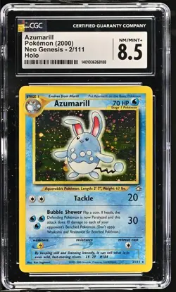 Azumarill Holo Rare CGC 8.5 NM/MINT+ Pokemon (2000) Neo Genesis Unlimited #2/111 - Image 1