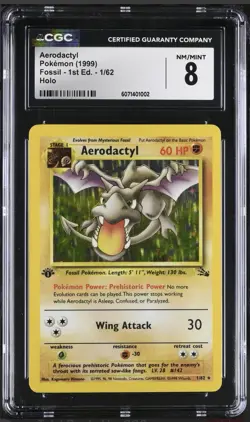 Aerodactyl (1/62) Fossil 1st Edition 1999 Pokemon TCG CGC 8 NM-MT - Image 1