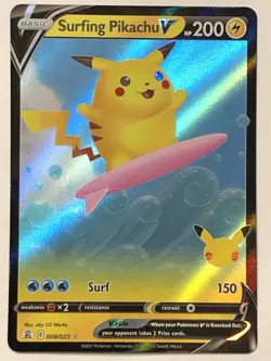 Pokemon TCG - Surfing Pikachu V 008/025 Celebrations - MP (Free Shipping $5+) - Image 1