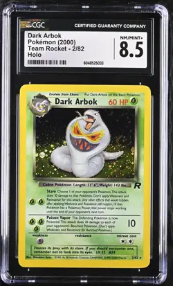 Pokemon Team Rocket DARK ARBOK Holo CGC 8.5 (5033) Graded Power - Image 1