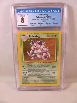 Pokemon Unlimited Nidoking Holo Base Set 11/102 CGC 8 w/ Subgrades 1999 - Image 1