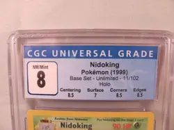 Pokemon Unlimited Nidoking Holo Base Set 11/102 CGC 8 w/ Subgrades 1999 - Image 2