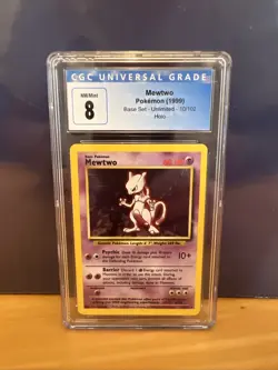 Pokemon Mewtwo 10/102 Base Set Holo 1999 CGC 8 NM/Mint Unlimited - Image 1