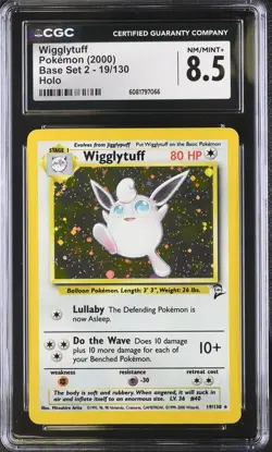 CGC 8.5 Pokemon English Wigglytuff 19/130 2000 Base Set 2 Rare Holo - Image 1