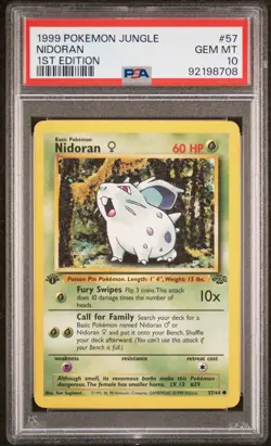 1999 POKEMON JUNGLE 1ST ED #57 NIDORAN PSA 10 - Image 1