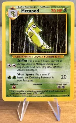 Metapod #11 Non-Holographic Pokemon Card Near Mint - 54/102 Common Base Set 1999 - Image 1