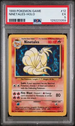 1999 Pokemon Game #12 Ninetales Holo Card PSA - Image 1