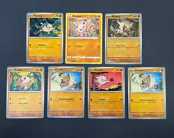 Mankey + Primeape + Annihilape Pokemon Cards, Set of 15 with 3 Reverse/Holo - Image 1