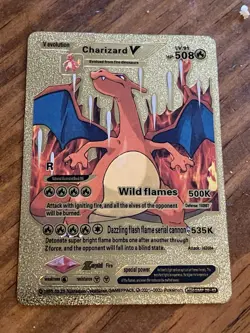 CHARIZARD V EVOLUTION GOLD FOIL FAN ART POKEMON CARD - Image 1