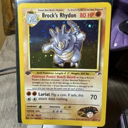 Brock's Rhydon 002/132 First Edition Gym Heroes Pokemon Card - Image 1