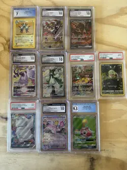 Lot Of 10 Graded Pokemon Cards Some Vintage Some Modern Binder Included - Image 1