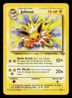 Jolteon 20/64 Rare Jungle Pokemon Card - Image 1
