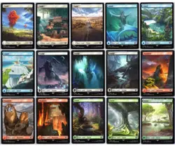 Magic Final Fantasy Basic Lands Complete Set of 15 - Full Art Land - MTG - NM - Image 1