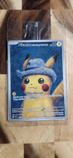 Pokemon Pikachu with Grey Felt Hat SVP 085 Van Gogh Promo Card - Sealed - Image 1