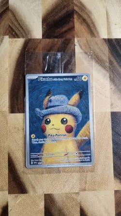 Pokemon Pikachu with Grey Felt Hat SVP 085 Van Gogh Promo Card - Sealed - Image 2