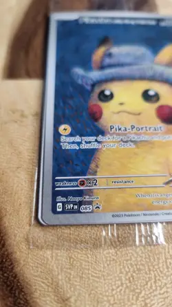 Pokemon Pikachu with Grey Felt Hat SVP 085 Van Gogh Promo Card - Sealed - Image 3