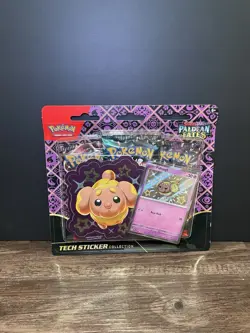 Pokemon Paldean Fates Tech Sticker Collection Fidough - 3 Booster Packs - Image 1