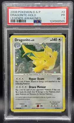 Pokemon TCG PSA 1 Poor Dragonite Holo Legends Awakened 2008 2/146 *POP 4* - Image 1