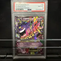 2014 POKEMON XY PHANTOM FORCES #35 M GENGAR EX PSA 8 - Image 1