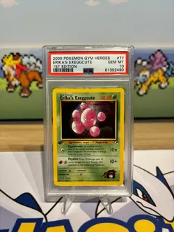 Pokemon TCG Erika's Exeggcute 77/132 Gym Heroes 1st Edition PSA 10 WOTC - Image 1
