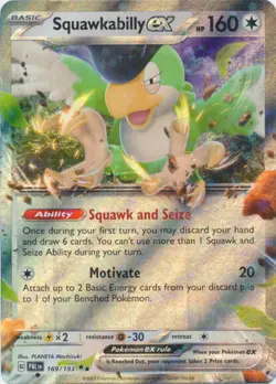 LP Pokemon Squawkabilly ex - 169/193 - Double Rare Lightly Played Paldea Evolved - Image 1