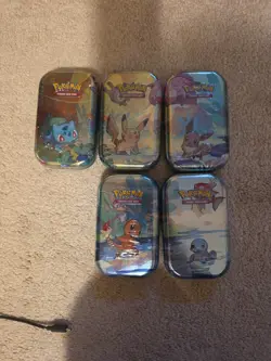 Pokemon TCG Kanto Friends 5 Mini Tins Complete Art Set Brand New Sealed - Image 1