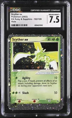 CGC 7.5 Pokemon Scyther ex 102/109 EX Ruby & Sapphire Ultra Rare Holo psa - Image 1