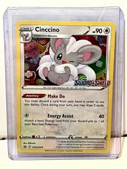 Pokemon TCG Cinccino Black Star Promo Sword & Shield Pre Release Holo SWSH009 NM - Image 1