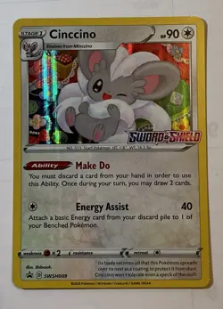 Pokemon TCG Cinccino Black Star Promo Sword & Shield Pre Release Holo SWSH009 NM - Image 3