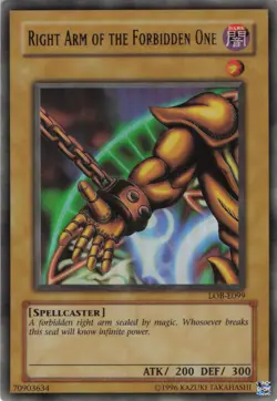 Yugioh Right Arm of the Forbidden One LOB-E099 Ultra Rare LP - Image 1
