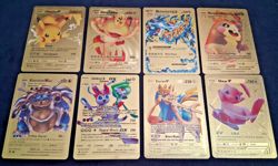 Lot Of 8 Fan Art Pokemon Gold Cards MCharizard EX, Blastoise Vmax- Mew V - Image 1