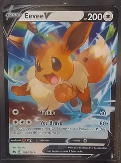 EEVEE V 108/159 Pokemon TCG Sword & Shield: Crown Zenith Holo Ultra Rare Card NM - Image 1