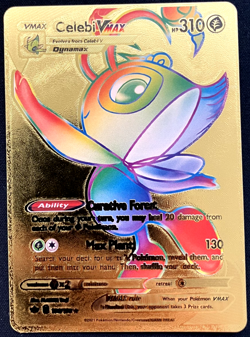 Celebi Vmax PH 310 199/198 Rare Rainbow Gold Foil Textured Display Card - Image 1
