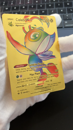Celebi Vmax PH 310 199/198 Rare Rainbow Gold Foil Textured Display Card - Image 2
