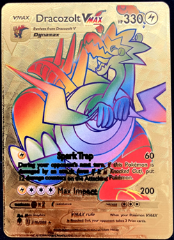 Dracozolt Vmax Rainbow Gold Foil Textured Display Card - Image 1
