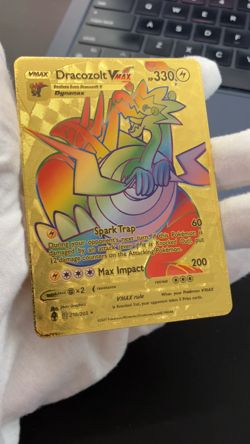 Dracozolt Vmax Rainbow Gold Foil Textured Display Card - Image 2