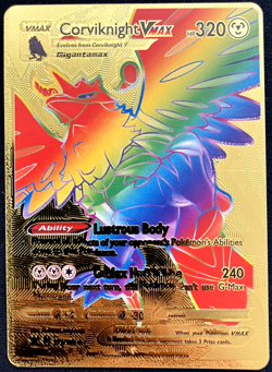 Corviknight Vmax Rainbow Gold Foil Textured Display Card - Image 1