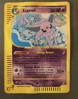 Pokemon Card- Espeon-Aquapolis-Holo-H9/H32-Rare-ENG-Very Poor - Image 1