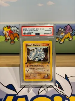 Pokemon TCG Blaine's Rhyhorn 65/132 Gym Challenge 1st Edition PSA 10 WOTC - Image 1