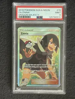 Pokemon Zinnia 70 Dragon Majesty Trainer PSA 9 Mint Condition - Image 1