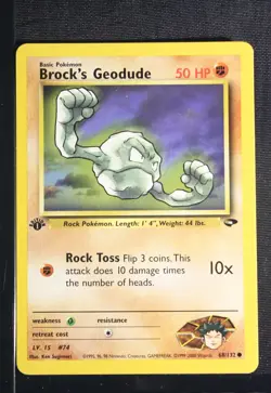 PSA 8 NEAR MINT MINT 2000 Pokemon Gym Challenge #68 Brock's Geodude 1st Edition - Image 3