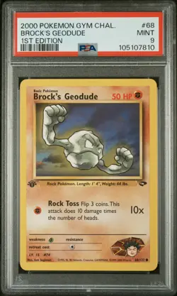 2000 POKEMON GYM CHALLENGE 68 BROCK'S GEODUDE 1ST EDITION - PSA MINT 9 - Image 1