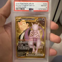2025 POKEMON DRI EN-DESTINED RIVALS HYPER RARE TEAM ROCKET'S MEWTWO EX PSA 8 - Image 1