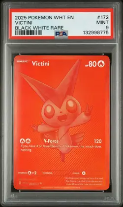 2025 POKEMON WHT EN-WHITE FLARE #172 VICTINI BLACK WHITE RARE PSA 9 MINT - Image 1