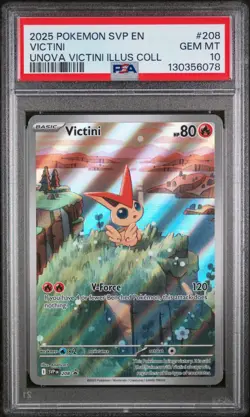 2025 POKEMON SVP EN-SV BLACK STAR PROMO #208 VICTINI PSA 10 - Image 1