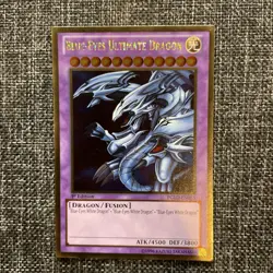 Yugioh Blue-Eyes Ultimate Dragon PGLD-EN055 Gold Rare 1st Edition LP - Image 1