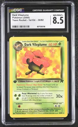 CGC 8.5 Dark Vileplume 2000 Team Rocket 1st Edition 30/82 Pokemon Card - Image 1