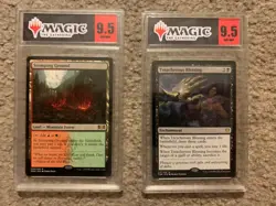 Lot Of 2 - Graded 9.5 MTG Cards - Stomping Ground And Treacherous Blessing - Image 1